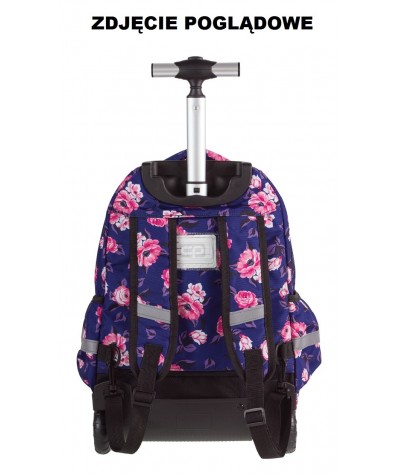Plecak na kółkach CoolPack CP fioletowy w kwiaty, księżycwe kwiaty  JUNIOR LUNAR BLOSSOM - piękny plecak w kwiaty dla dziewczynk