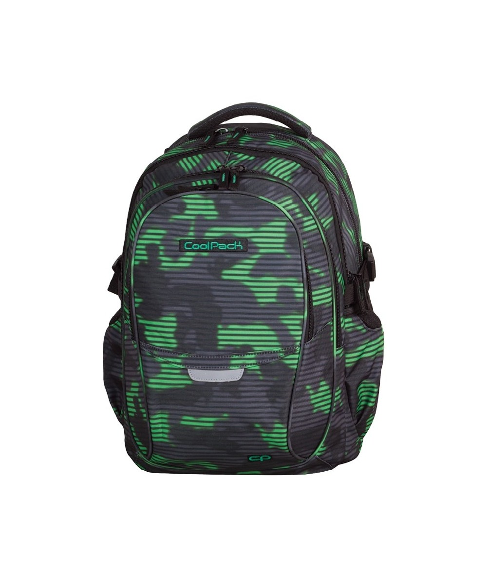 Plecak młodzieżowy CoolPack zielono-czarna mgła CP - 4  przegrody FACTOR GREEN HAZE 993