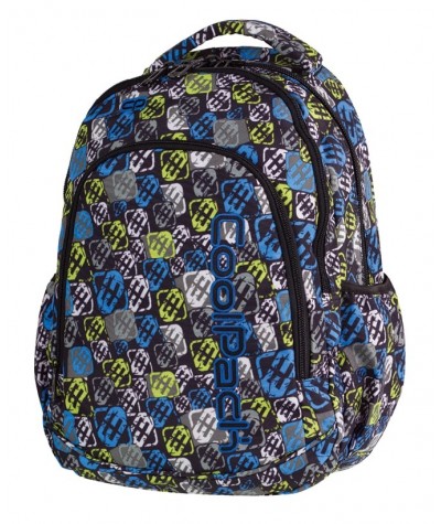 Plecak dla pierwszoklasisty CoolPack CP w kolorowe znaczki PRIME SIGNS 1063 - czarny plecak szkolny w znaki dla chłopca