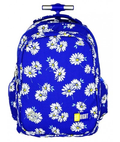 Plecak na kółkach ST.RIGHT niebieski w kwiaty,  w stokrotki DAISIES dla dziewczynki