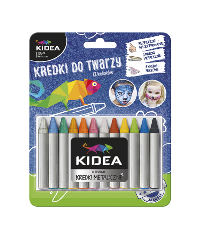 Kredki do twarzy KIDEA - 12 kolorów