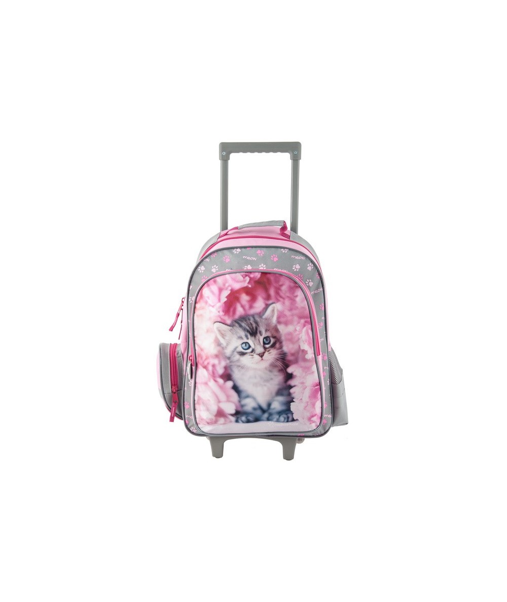 Plecak z kotem różowy plecak na kółkach dla dziewczynki, która kocha kotki.