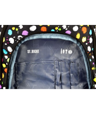 Plecak młodzieżowy 25 ST.RIGHT SPLASH czarny w kropki