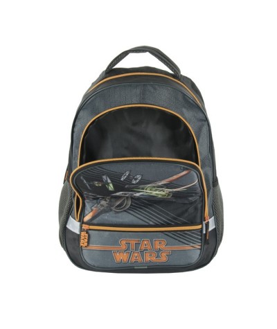 Czarny plecak szkolny Gwiezdne Wojny Star Wars dla chłopca ze statkiem kosmicznym
