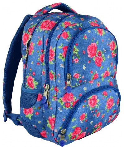 Plecak młodzieżowy 07 ST.RIGHT GARDEN niebieski w róże