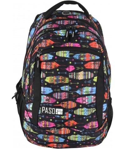 Plecak młodzieżowy Paso Unique Quill and Arrow - kolorowe piórka