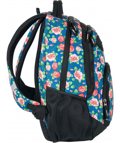 Plecak młodzieżowy Paso Unique Flower niebieski w kwiaty dla dziewczynki