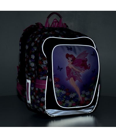 Plecak szkolny Topgal dla dziewczynki z wróżką CHI879 - fioletowy w kwiaty