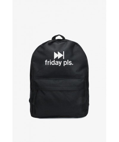 Czarny plecak miejski z napisem Friday Pls dla dziewczyn i chłopaków