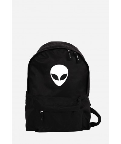 Czarny plecak z białym ufoludkiem - czarny plecak alien
