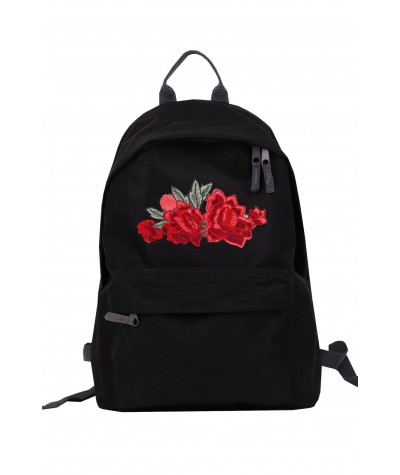 Plecak zdobiony haftem na kieszeni haftem RÓŻE roses -  miejski back to school 