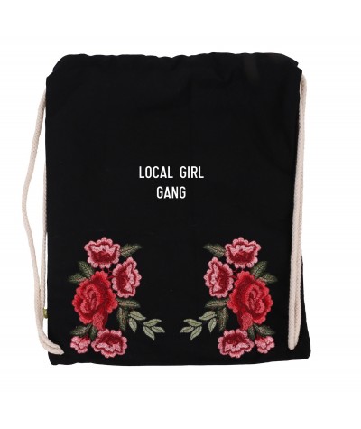 Czarny worek roses z napisem Local Girl Gang