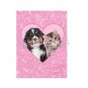 Błyszczący pamiętnik Studio Pets szaro-różowy z kotem i psem