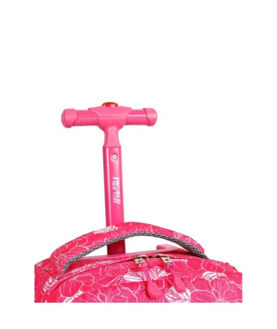 Plecak na kółkach JWorld Sunrise aloha różowy w kwiaty - różowy plecak na kółkach, modny plecak na kółkach dla dziewczyny
