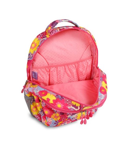 Plecak JWorld Campus Cornelia Poppy Pansy - kolorowe kwiaty - plecak w kwiaty dla dziewczyny, plecak na lato