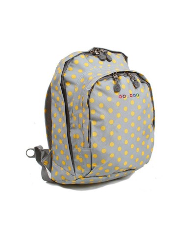 Plecak JWorld Lakonia Candy Buttons - żółte grochy - modny plecak szkolny, fajny plecak dla chłopaka, modny plecak dla dziewczyn