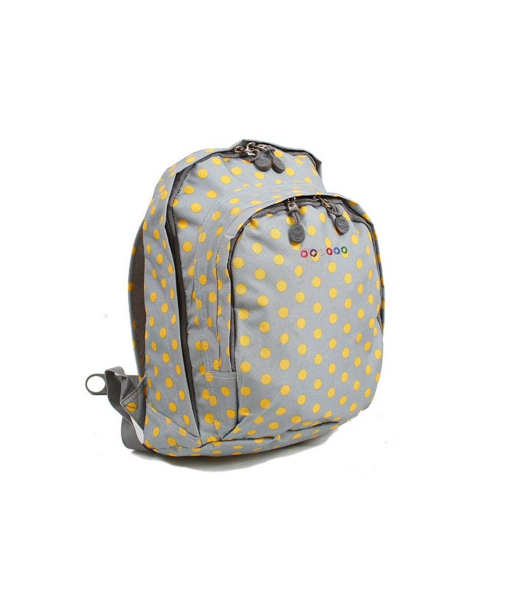 Plecak JWorld Lakonia Candy Buttons - żółte grochy - modny plecak szkolny, fajny plecak dla chłopaka, modny plecak dla dziewczyn