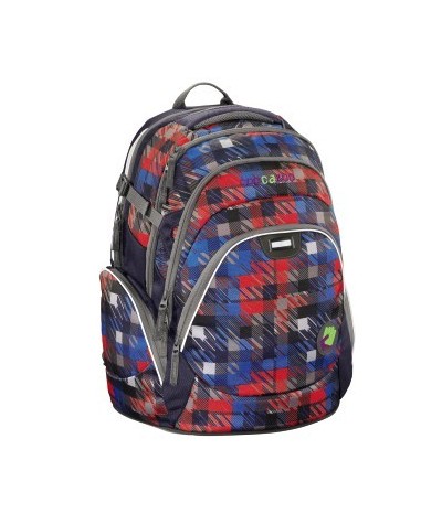 Plecak szkolny Dope Square Red Coocazoo JobJobber 2 kwadratowe mazaje - modny plecak dla chłopaka, solidny plecak szkolny