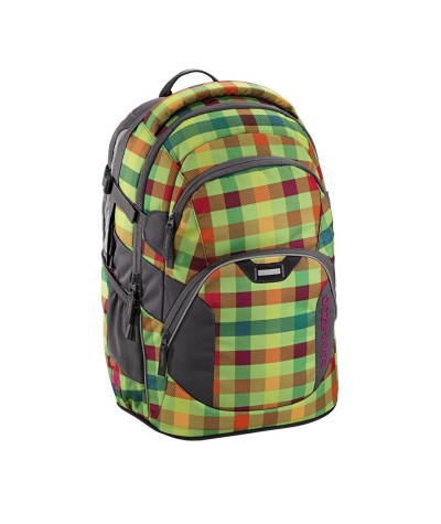 Plecak szkolny Hip To Be Square Green Coocazoo JobJobber 2 jasnozielona kratka - modny plecak, fajny plecak dla chłopaka