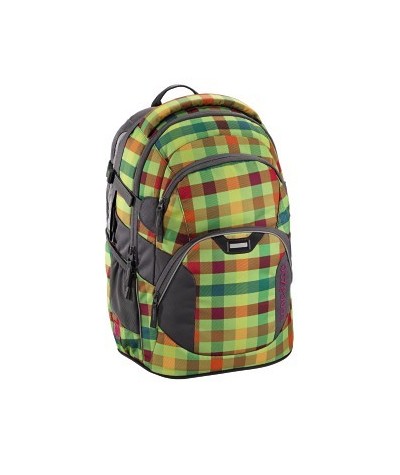Plecak szkolny Hip To Be Square Green Coocazoo JobJobber 2 jasnozielona kratka - modny plecak, fajny plecak dla chłopaka