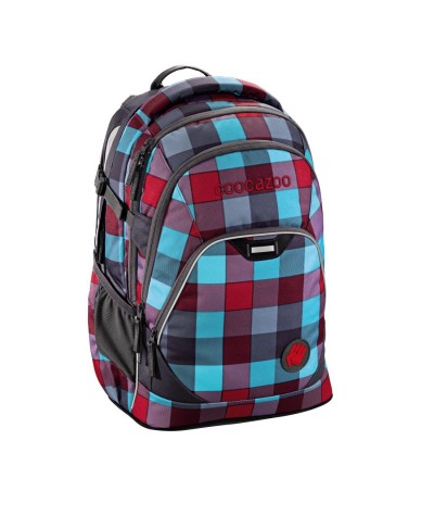 Plecak szkolny Pink District - Coocazoo EvverClevver 2 - niebiesko-czerwona kratka - zdrowe plecaki szkolne, solidne plecaki