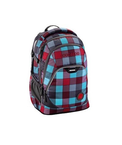 Plecak szkolny Pink District - Coocazoo EvverClevver 2 - niebiesko-czerwona kratka - zdrowe plecaki szkolne, solidne plecaki