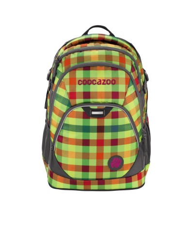 Plecak szkolny Hip To Be Square Green - Coocazoo EvverClevver 2 - jasnozielona kratka - solidny plecak szkolny, zdrowy plecak