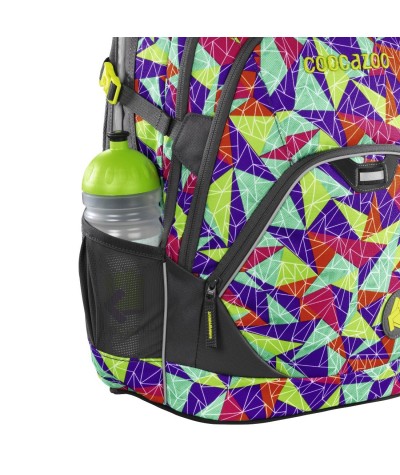 Plecak szkolny Spiky Pyramids Purple Coocazoo EvverClevver 2 kolorowe trójkąty - solidny plecak dla chłopaka, zdrowy plecak