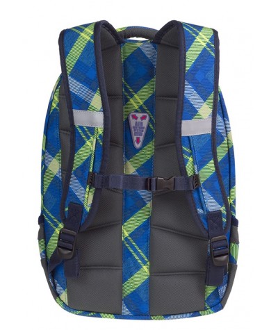 Plecak młodzieżowy CoolPack CP COLLEGE SPRINGFIELD zielony w kratkę - 5 przegród - plecak w niebiesko-zieloną kratkę, wiosna