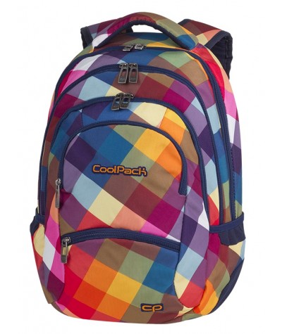 SZABLON Plecak młodzieżowy CoolPack CP COLLEGE CANDY CHECK kolorowe kwadraty, pastelowa kratka - 5 przegród - A530