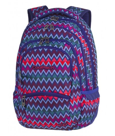 Plecak młodzieżowy CoolPack CP COLLEGE CHEVRON STRIPES w kolorowe zygzaki - 5 przegród - A526 - dla chłopaka i dziewczny