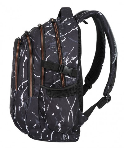 Plecak młodzieżowy CoolPack CP FACTOR BLACK MARBLE - 4 przegrody - A073 + GRATIS latarka, czarny plecak dla chłopaka