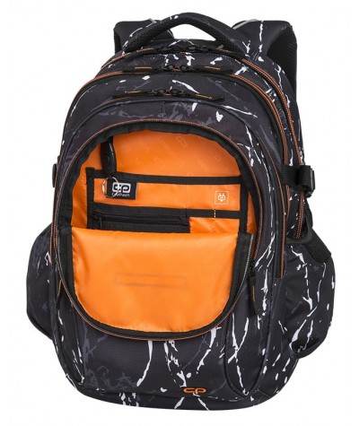 Plecak młodzieżowy CoolPack CP FACTOR BLACK MARBLE - 4 przegrody - A073 + GRATIS latarka, czarny plecak dla chłopaka