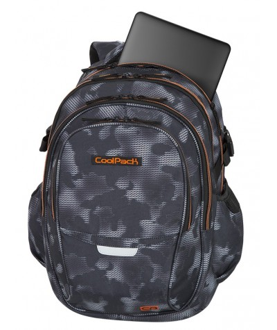 Plecak młodzieżowy CoolPack CP FACTOR MISTY ORANGE - 4 przegrody - szary plecak dla chłopaka + GRATIS latarka!