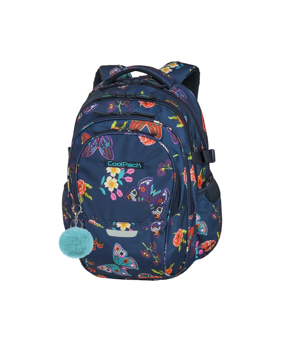 Plecak młodzieżowy CoolPack CP FACTOR SUMMER DREAM - 4 przegrody - plecak dla dziewczynki w motyle + GRATIS pompon puszek!