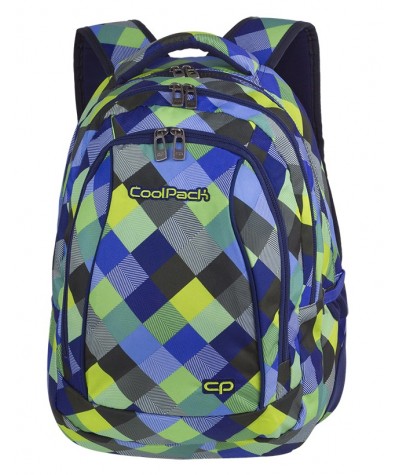 Plecak młodzieżowy CoolPack CP COMBO BLUE PATCHWORK w kolorową kratkę - 2w1 - plecak w niebieską kratkę, dla młodzieży