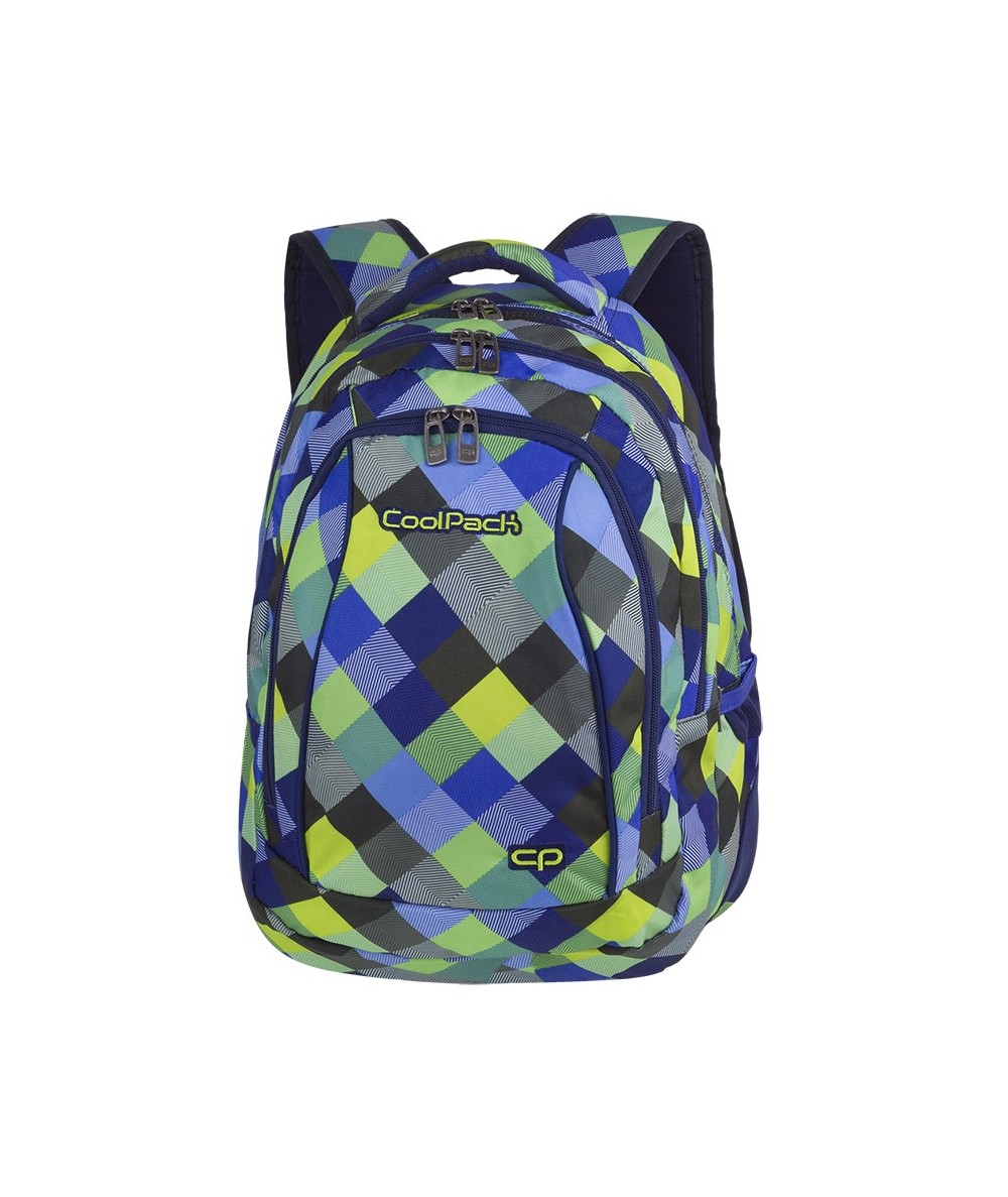 Plecak młodzieżowy CoolPack CP COMBO BLUE PATCHWORK w kolorową kratkę - 2w1 - plecak w niebieską kratkę, dla młodzieży