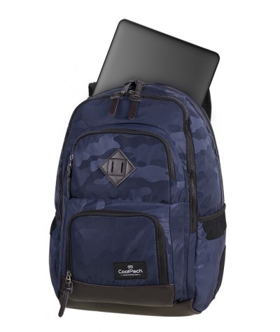 Plecak młodzieżowy CoolPack CP UNIT CAMO NAVY niebieskie moro - plecak dla chłopaka moro z komorą na laptopa