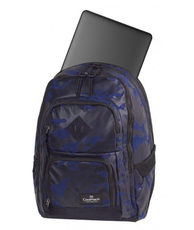 Plecak młodzieżowy CoolPack CP UNIT FLOCK CAMO BLUE granatowe moro - plecak dla chłopaka granatowy w niebieskie plamy moro