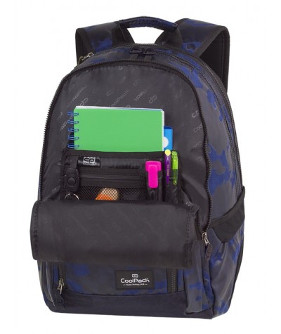 Plecak młodzieżowy CoolPack CP UNIT FLOCK CAMO BLUE granatowe moro - plecak dla chłopaka granatowy w niebieskie plamy moro