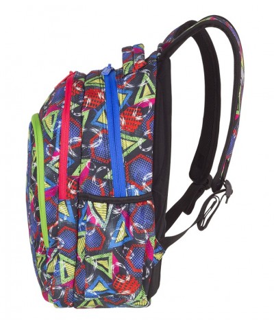 Plecak do klas 1-3 CoolPack CP PRIME GEOMETRIC SHAPES kolorowe figury dla chłopca - plecak z kolorowymi zamkami do 1, 2 , 3 
