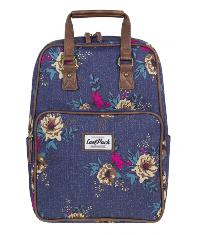 Plecak miejski CoolPack CP CUBIC BLUE DENIM FLOWERS jeans w kwiaty vintage, plecak w róże, plecak dżins, plecak country