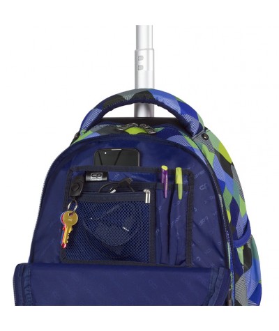 Plecak na kółkach CoolPack CP RAPID BLUE PATCHWORK w kolorową kratkę A498, plecak dla chłopaka 