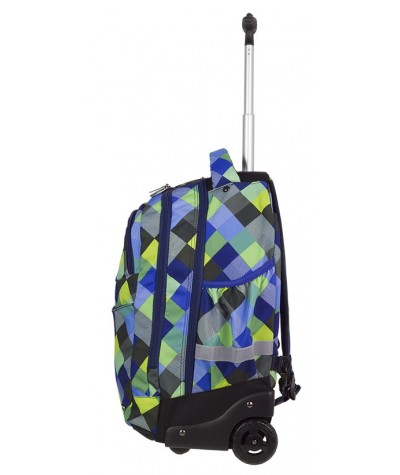 Plecak na kółkach CoolPack CP RAPID BLUE PATCHWORK w kolorową kratkę A498, plecak dla chłopaka 