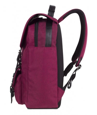 Plecak miejski CoolPack CP TRAFFIC BURGUNDY wiśniowy vintage na laptop - plecak miejski dla dziewczny, styl retro, plecak kostka