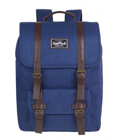 Plecak miejski CoolPack CP TRAFFIC NAVY BLUE granatowy vintage na laptop - plecak dla chłopaka i dziewczyny retro, plecak kostka