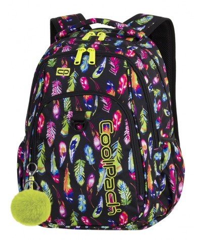 Plecak młodzieżowy CoolPack CP STRIKE FEATHERS pióra A232 + GRATIS pompon puszek zawieszka, plecak szkolny dla dziewczyny