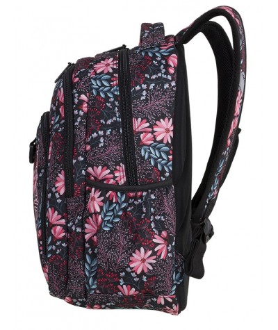 Plecak młodzieżowy CoolPack CP STRIKE CORAL BLOSSOM koralowe kwiaty A270 + GRATIS pompon. Plecak szkolny w kwiaty dla dziewczyny