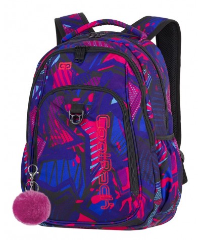 Plecak młodzieżowy CoolPack CP STRIKE CRAZY PINK ABSTRACT różowa abstrakcja A285 + GRATIS pompon puszek. Plecak różowe elementy
