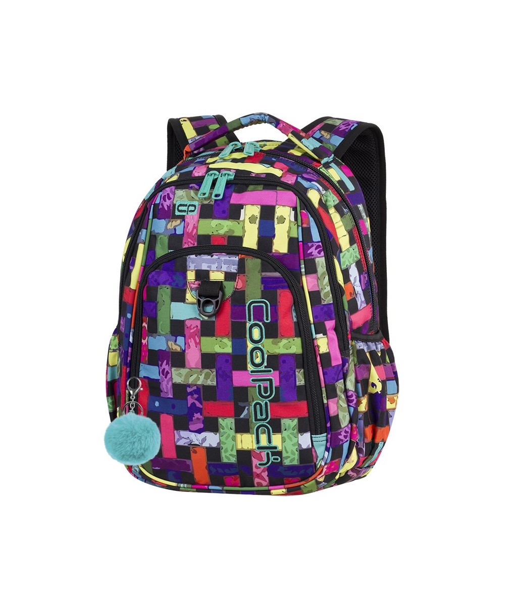 Plecak młodzieżowy CoolPack CP STRIKE RIBBON GRID wstążki A296 + GRATIS pompon. Modny plecak w kratkę dla dziewczyny.